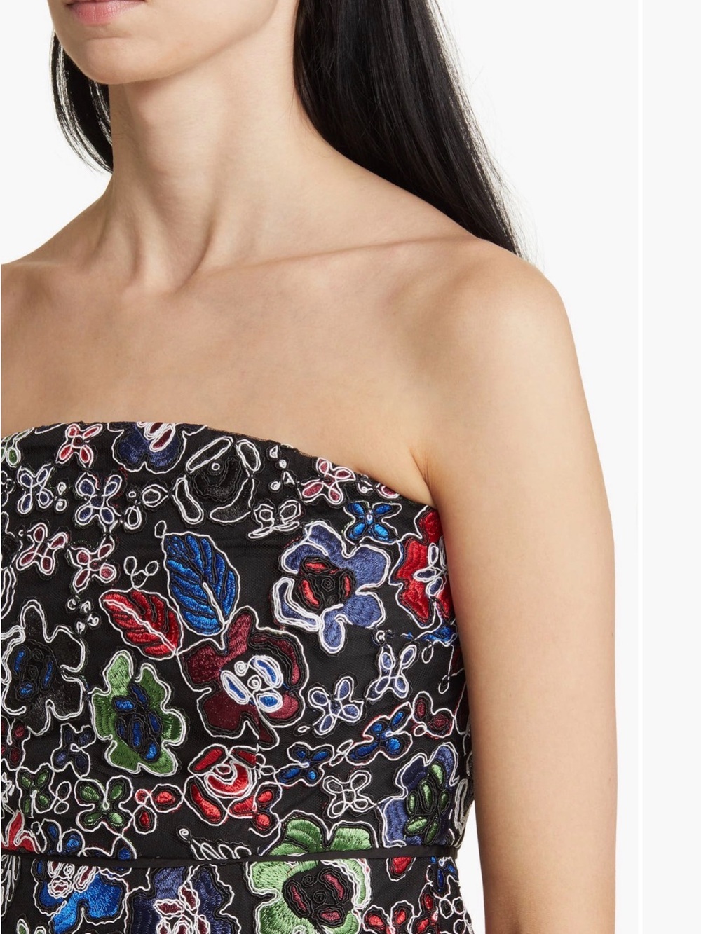 Sam Edelman Womenโs Floral Embroidered Strapless Mini Dress Size 8 NWT - Picture 4 of 10